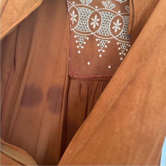 Vintage 1970’s Keyloun eyelit terracotta rust brown boho dress size small - Picture 13 of 14